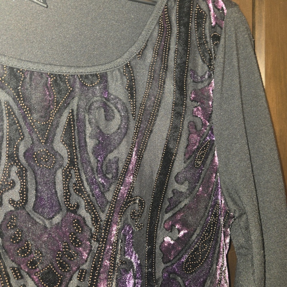 Style & Co y2k Velvet Burnout Purple‎ Black Whimsygoth Dark Fairy Plum Medium - Picture 4 of 16
